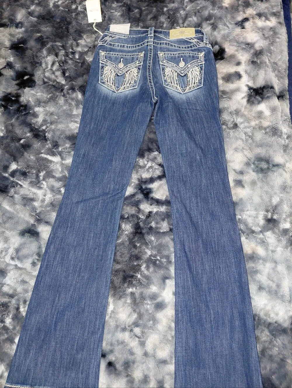 Miss Me Bootcut Jeans 25 Dark Wash Rhinestone Angel Wing Y2K Western NWT